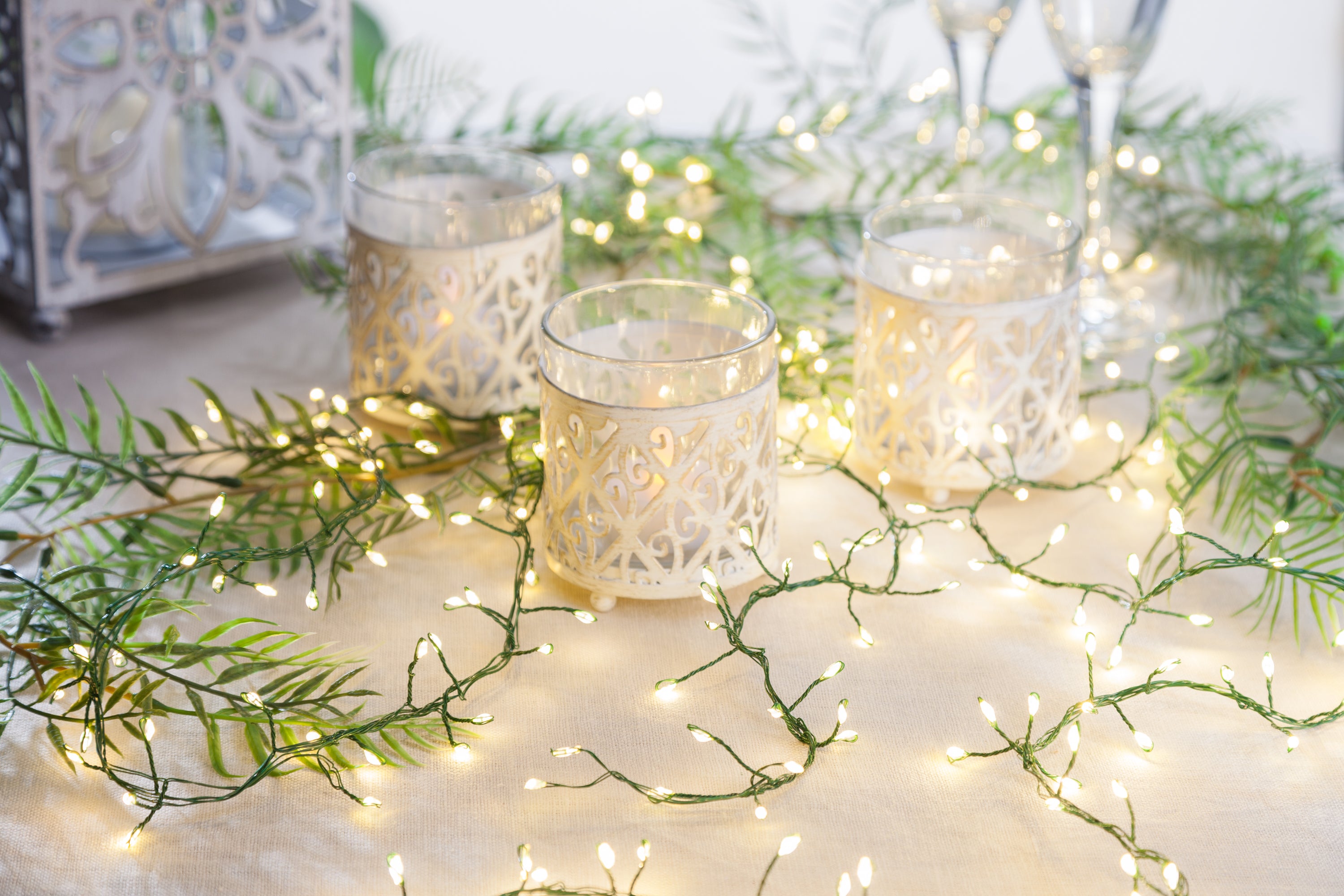 Set of 2 6 ft Electric Firecracker Garland with Warm White Lights
